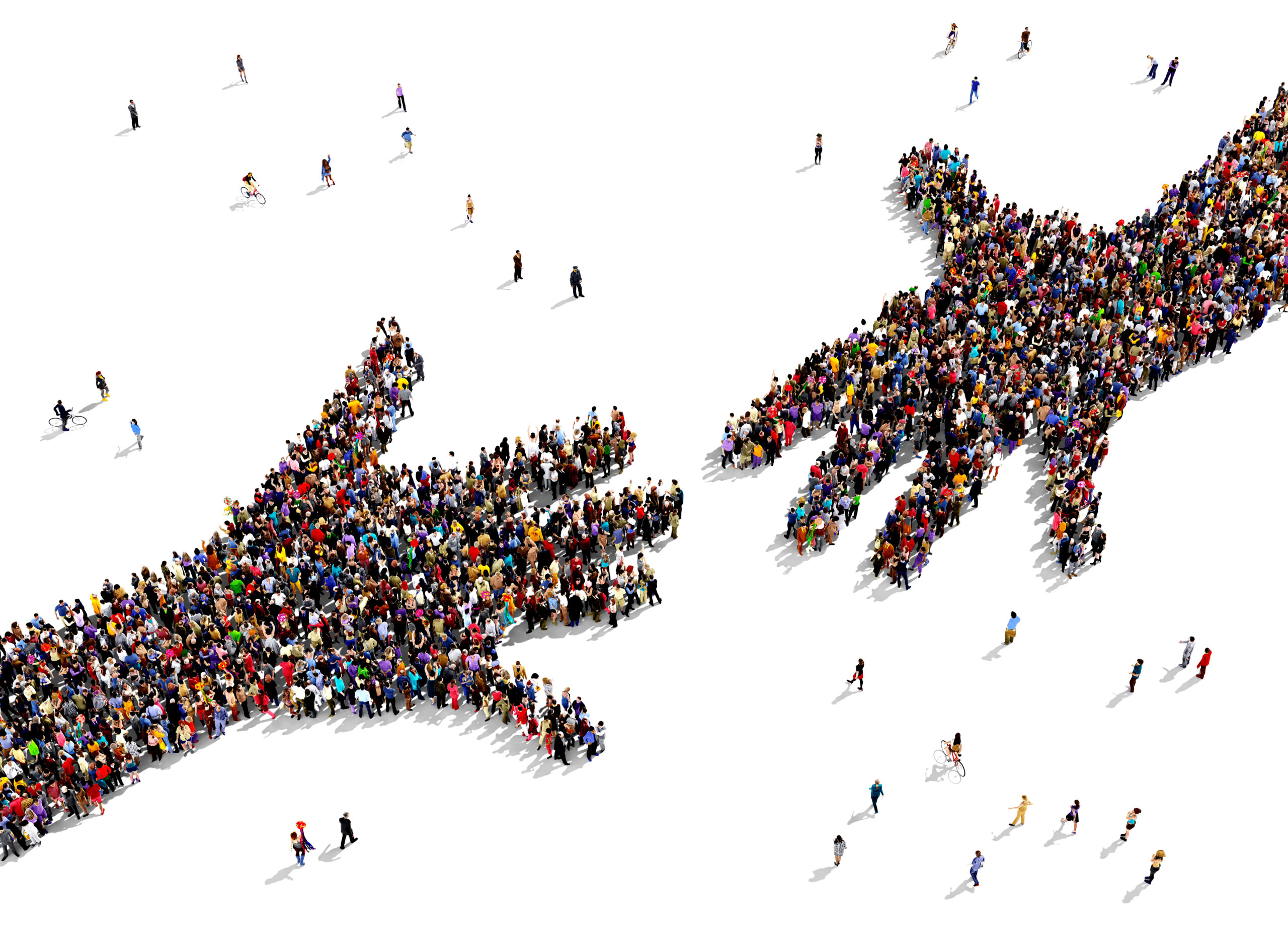 Large,Group,Of,People,Seen,From,Above,Gathered,Together,In Positive broker